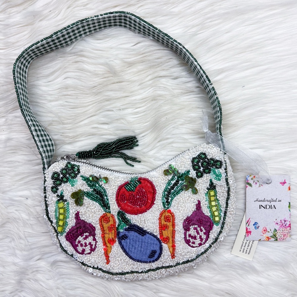Vegetable Beaded Made in India Shoulder Bag Garden Veggies Fiona Tommy NEW